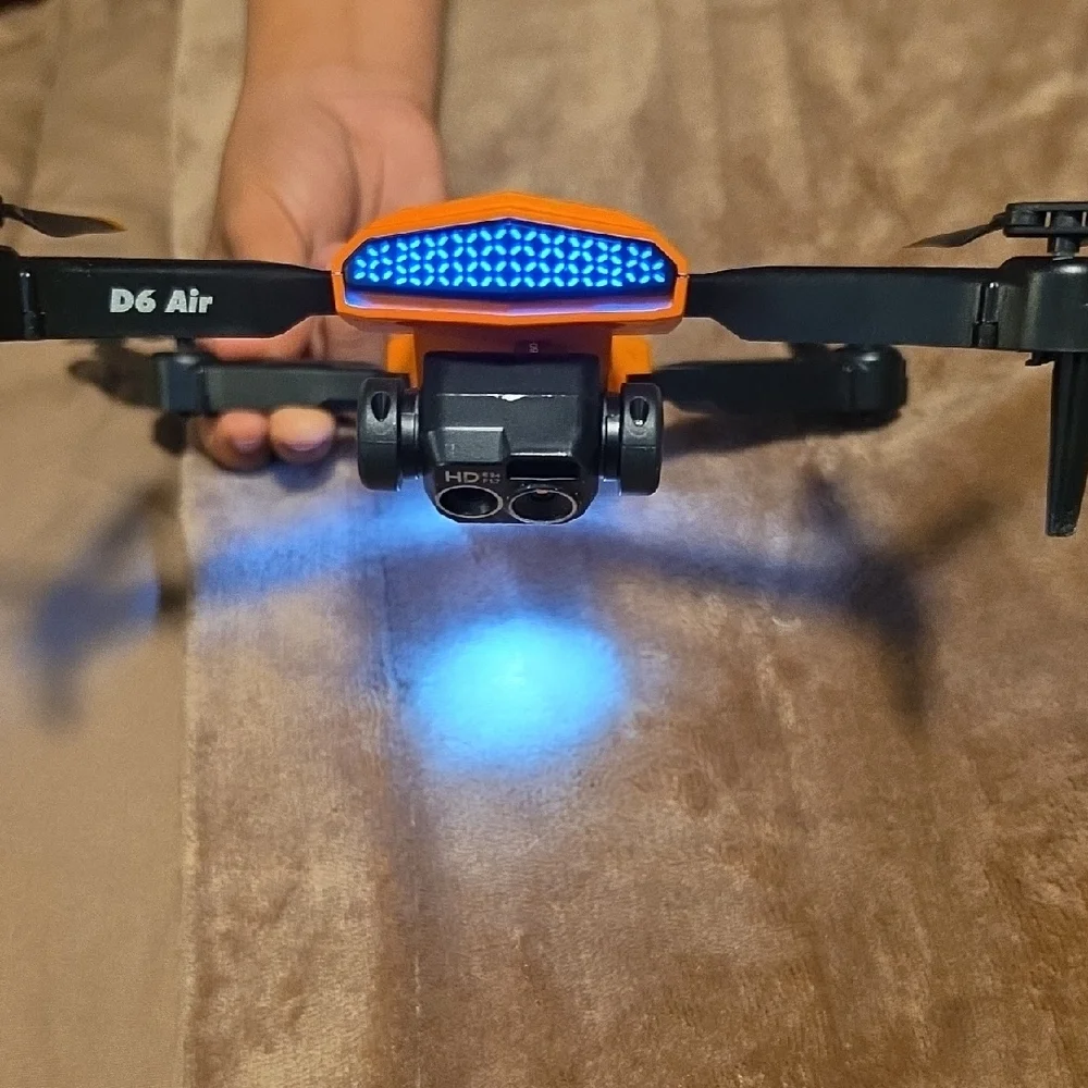 Orange Compact Foldable Drone with Remote Controller